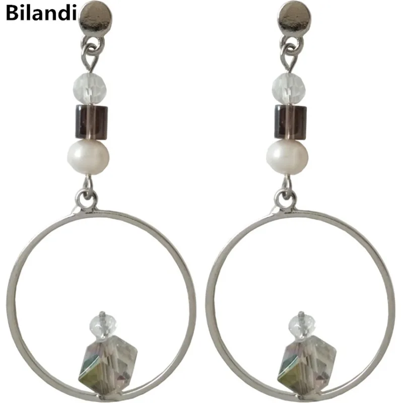 

Fashion Jewelry Beads Pearls Metal Circle Fancy Pendant Earrings For Woman