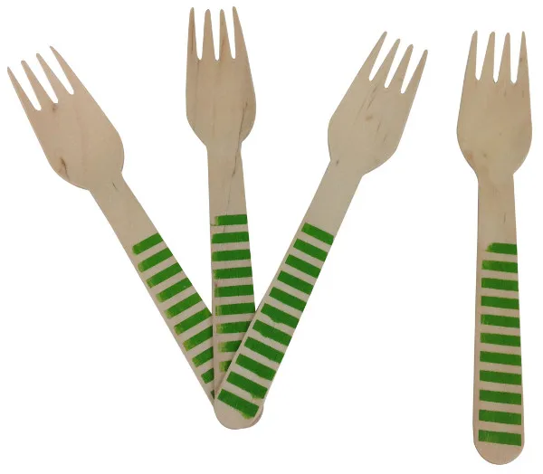 50 шт./лот, 6,5 дюймов, винтажные полосатые деревянные столовые приборы, посуда, деревянные ложки, ножи, вилки, вечерние, подарки на день рождения, Настольные принадлежности - Цвет: WC11 Green Forks