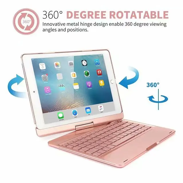 360 Вращающаяся алюминиевая Беспроводная Bluetooth клавиатура чехол для Apple iPad 9 7 2018 2017