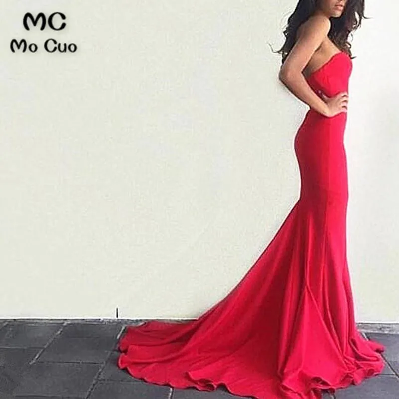 Red Mermaid Satin Evening Gown 2018 Sexy Sweetheart Pageant Dresses ,Long Prom Party Gown35