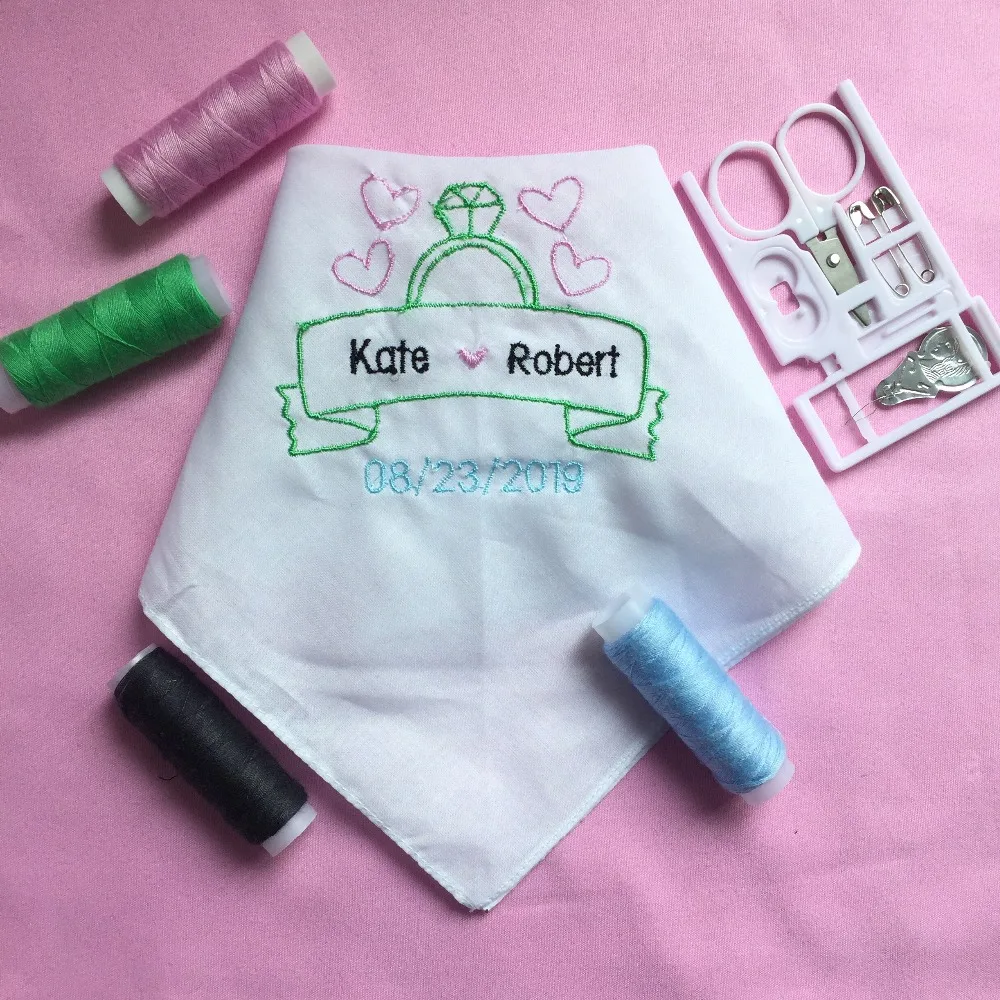 

Custom Wedding Handkerchief, Embroidered Wedding Handkerchief for Bride and Groom, Personalized Wedding Shower Gift