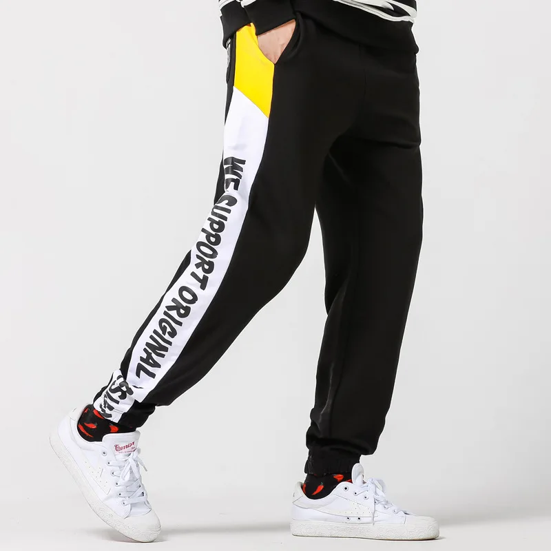 

Fashion Splicing Letter 100% Cotton Men Spring Summer Pants Plus Size M-5XL Men Sweatpants Casual Streetwear Joggers Men Pants