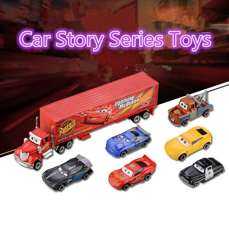 Disney Pixar машина 3 Lightning McQueen Джексон Storm Крус Mater Мак дядя Грузовик 7 штук/1:55 Дети сплав Пластик автомобиля
