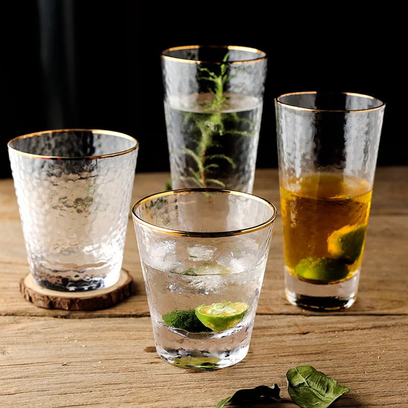 

Transparant Gold Rim Glass Water Coffee Tea Mug Drink Glass Cup For Gift Drinkware Juice Bar Tools