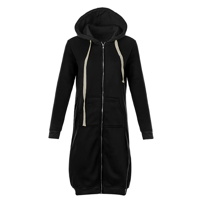 NIBESSER, новинка, модная винтажная верхняя одежда размера плюс, осенне-зимнее пальто для женщин, Повседневная Длинная куртка на молнии с капюшоном, толстовка с капюшоном