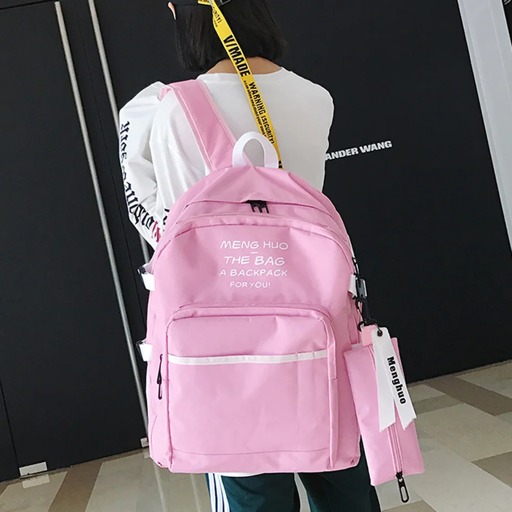 Menghuo 2 unids/set mujeres mochilas paneled libro Bolsas estilo preppy Mochilas y bolsas para el colegio para adolescentes Niñas compuesto mochila Sets mochila