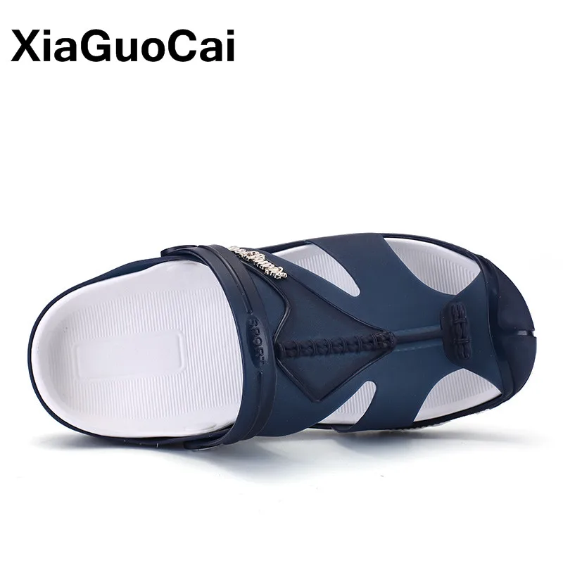 Xiaguocai Лето Мужские тапочки, Slip-On Дачная обувь, дышащая Мужские сандалии, плюс Размеры мужская пляжная обувь Сланцы