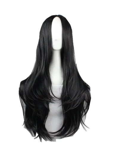 

Middle Part Line Wigs Fei-Show Synthetic Heat Resistant Fiber Long Wavy Black Hair Peruca Women Female Salon Party Hairpiece