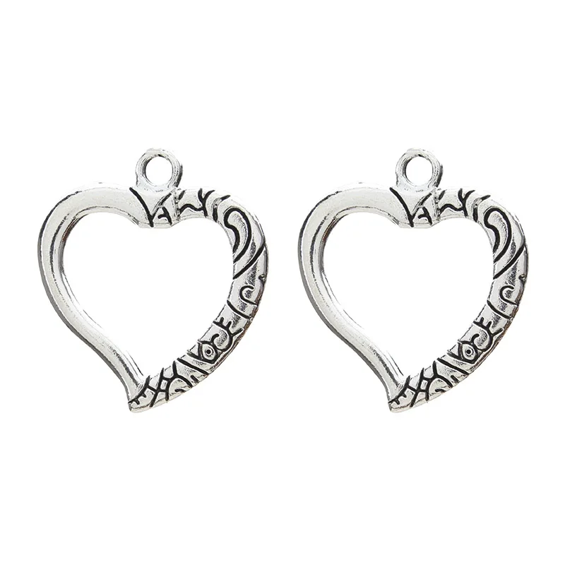 

10pcs Alloy Heart Charms For Jewelry Making Accessories Irregular Embossing Pendant Bracelet Necklace Handmade Crafts 25*22mm