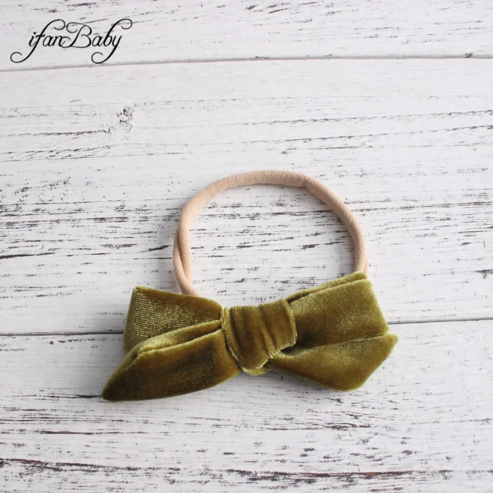 Velvet Bow Girl Nylon Headband 4