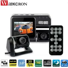 Car Dash Cam 2.0\" dual lens Novatek chip i1000 DVR Full HD 1080P Black Box With Rear Vehicle View Recorder