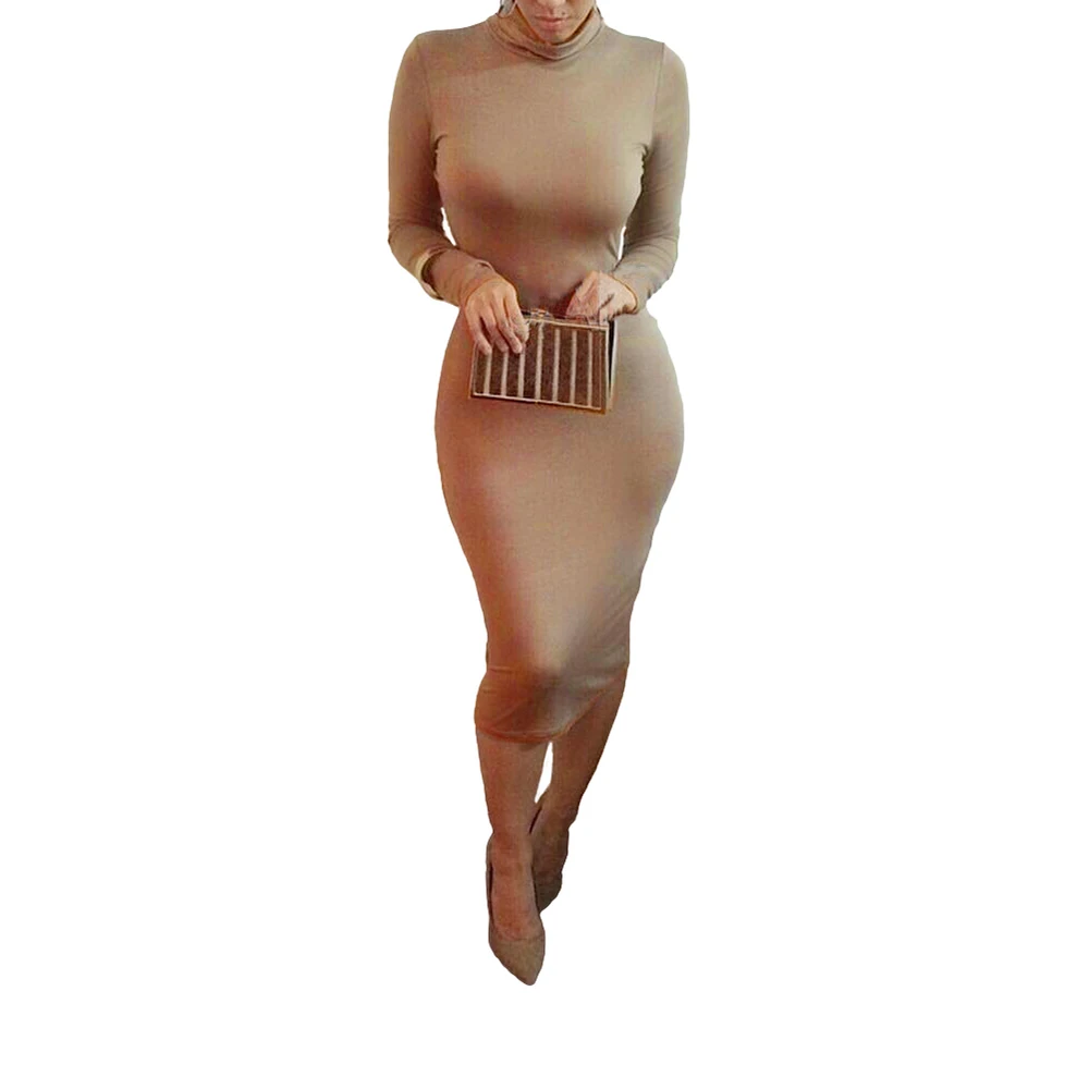 Women Sexy Club Dress 2016 Turtle Neck Long Sleeve...