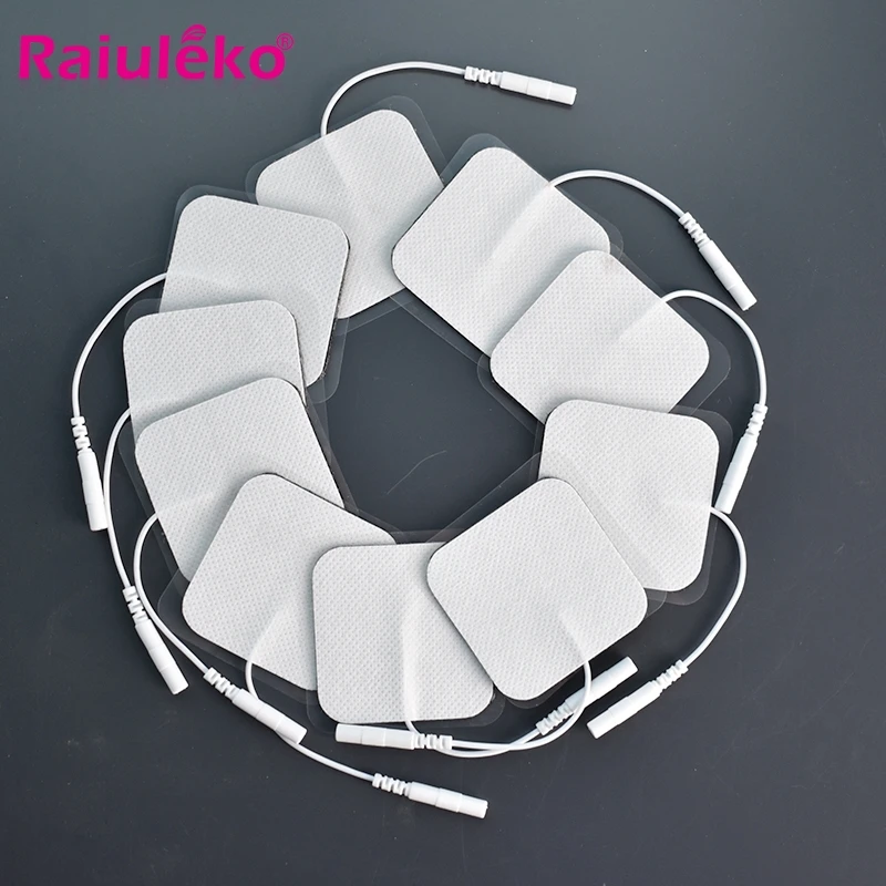 

20Pc/Set 5x5cm Pin Type Nerve Stimulator Silicone Gel Electrode Pads Tens Electrodes Digital Therapy Machine Massage 2mm Plug