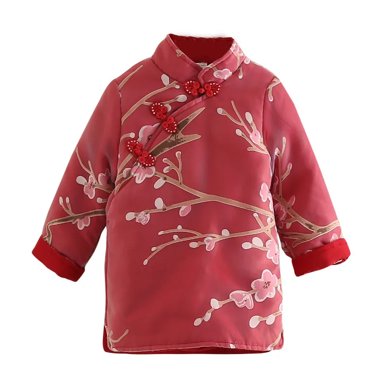 

2019 Winter 2 3 4-10 Years New Year Embroidery Thickening Traditional Chinese Ethnic Tang Style Kids Baby Girls Winter Cheongsam