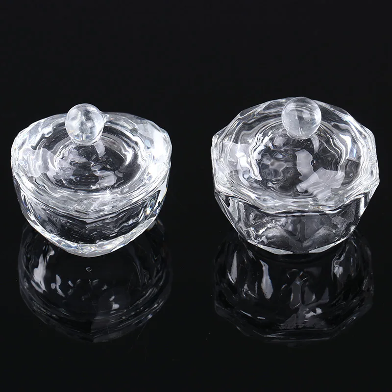 

1 Pc Crystal Glass Cup Powder Liquid Container Heart Octangle Shape Mini Transparent Bowl Dappen Dish Nail Art Tools
