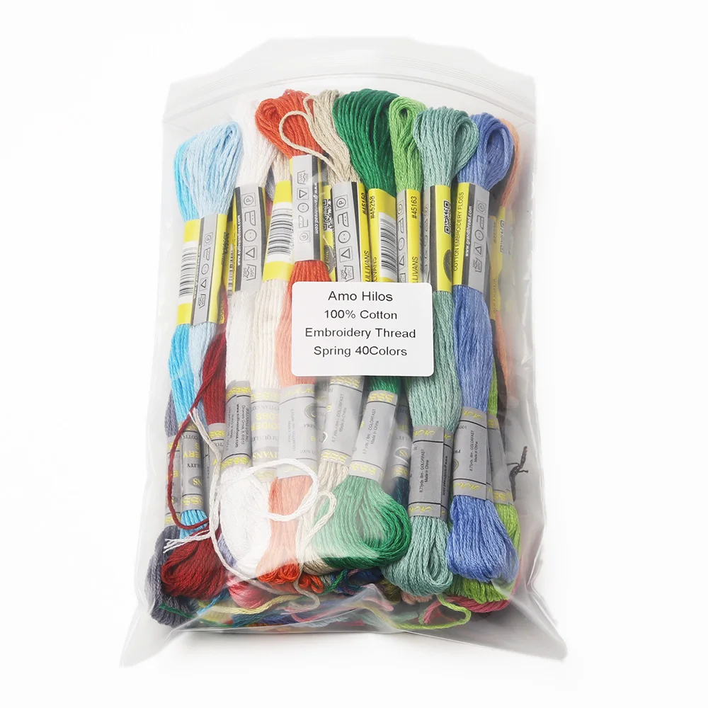 

Spring Collection Cotton Embroidery Floss Pack 40 Different Colors 8.7Yds Cross stitch 6 strands 100% Egyptian cotton Mercerized