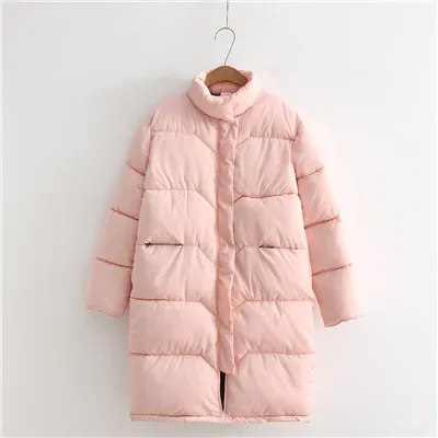 Yaxez Новинка зимы Для женщин длинный пуховик Корейская версия данного размера плюс хлопок пальто утепленные прямые хлопковая куртка - Цвет: Розовый