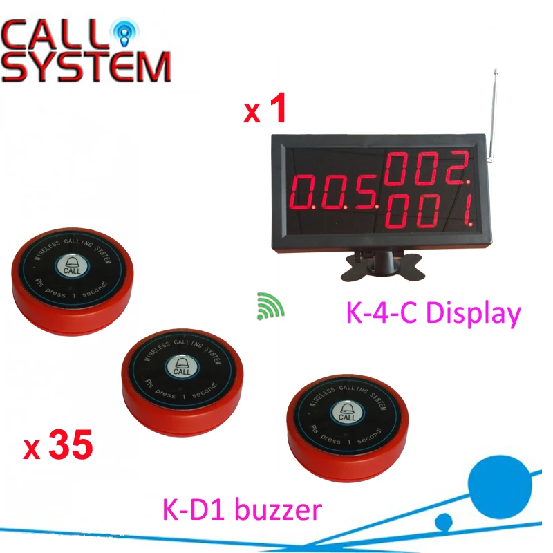 

433MHZ Food ordering pager system 35pcs Table buzzer 1 display receiver number screen shipping free