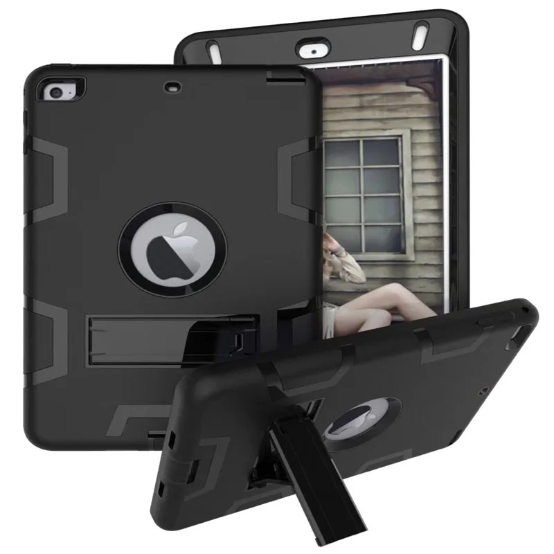 

Luxury shock absorbing cover for ipad air/5 inch shockproof child protection cover PC + silicone hybrid robot bracket