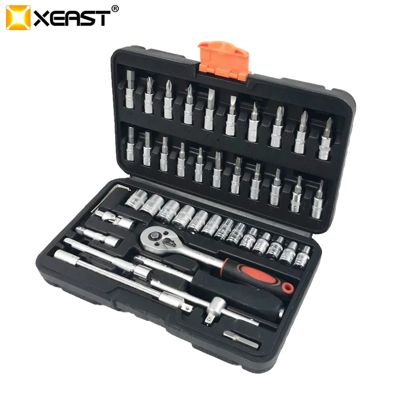 

XEAST 46PC Socket Set Car Repair Tool Ratchet Set Torque Wrench Combination Bit a set of keys Chrome Vanadium