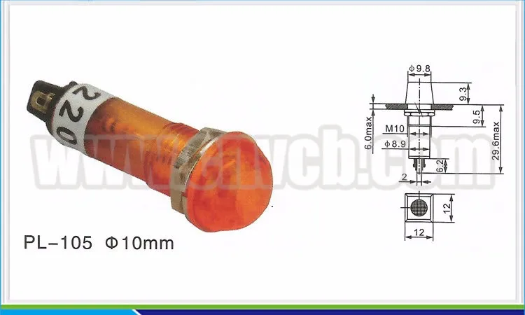 Zs29 Монтажный диаметр 10 мм Orange сигнальная лампа 24 В контрольная лампа