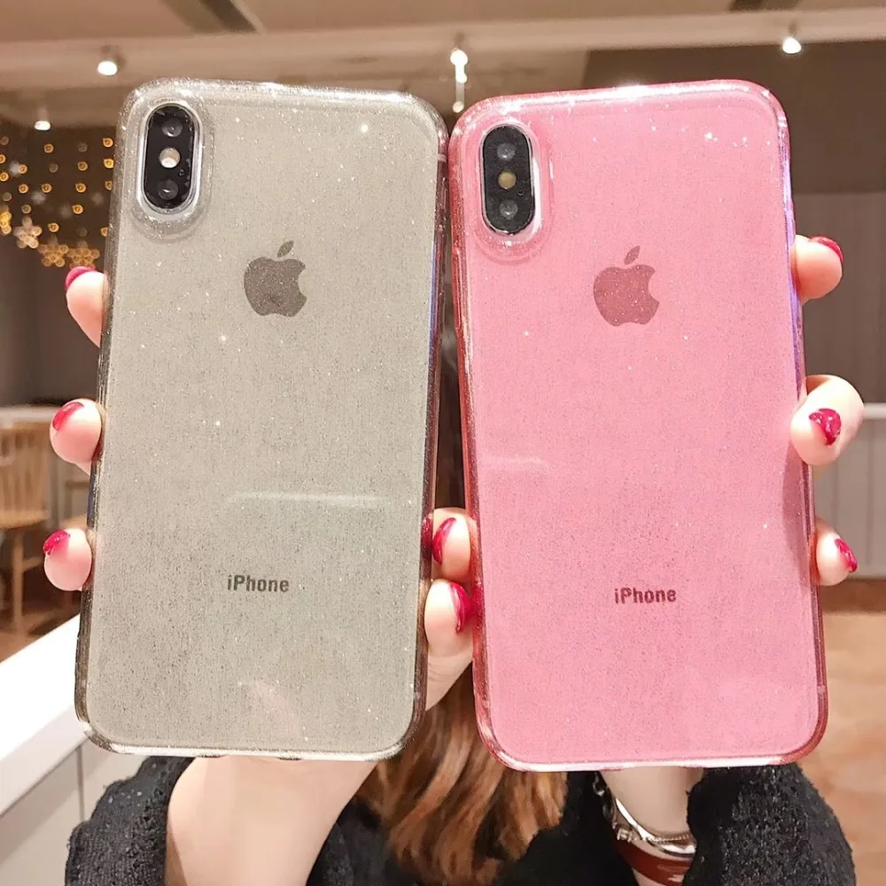 

Bling Glitter Clear Case For iPhone X XR XS Max Transparent Thin Cover Case for iPhone 7 8 6s 6 Plus Soft Case Fundas Konsmart