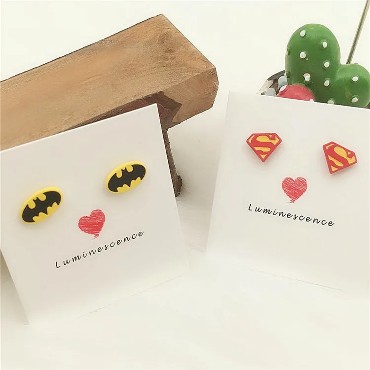 

IVYYE Superman Batman Fashion Anime Cartoon Earring Cute Animal Stud Earrings Women Girls Jewelry Party Birthday New Gifts