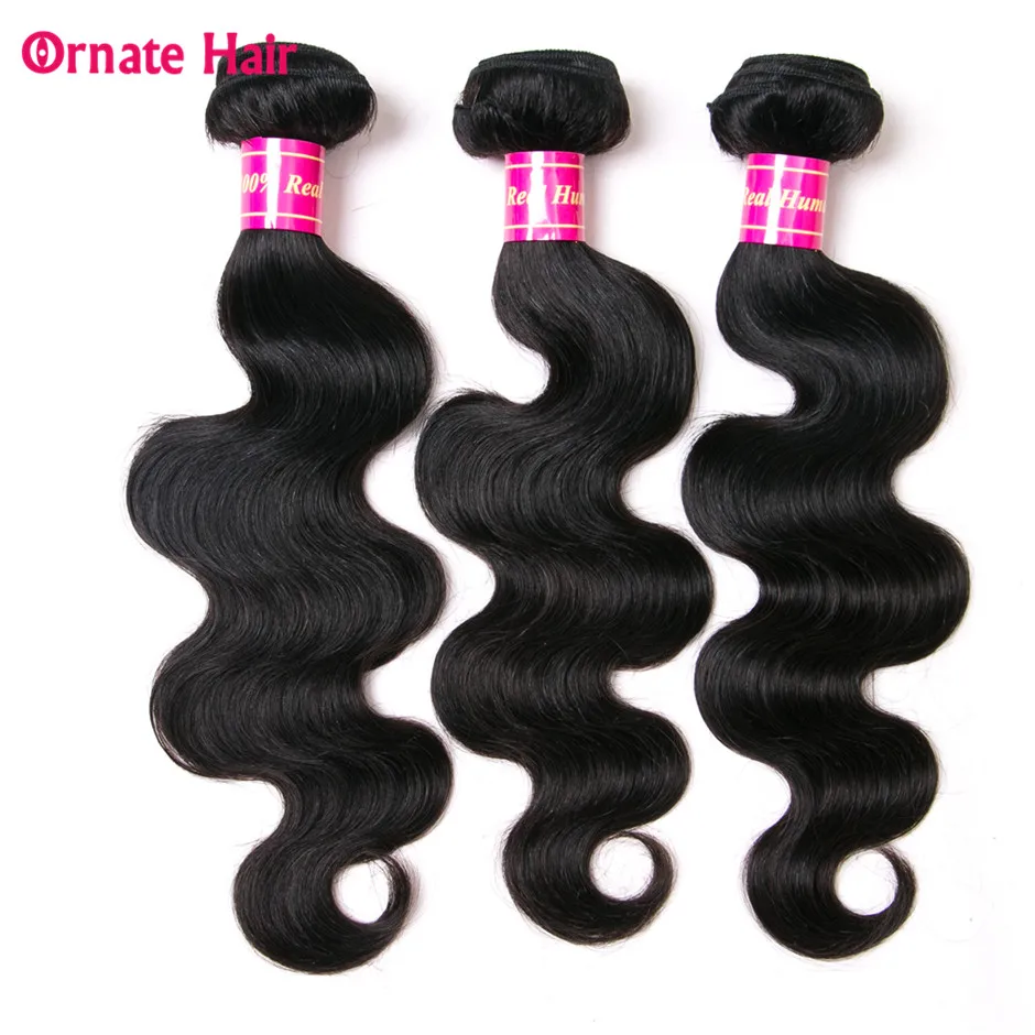 

Ornate Malaysia Body Wave Bundles Human Hair Extensions Natural Color 3 Bundles Deal Hair Weave Non Remy