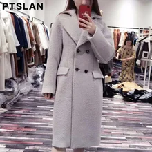 Ptslan Women Alpca Sheep Fur Coat Fashion Women Wool Coat Long Sheep fur Beautiful Women s