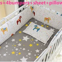 Промо-акция! 6 шт. детская кровать шт Набор Комплект постельного белья для детей, комплект из трех предметов(бампер+ лист+ наволочка