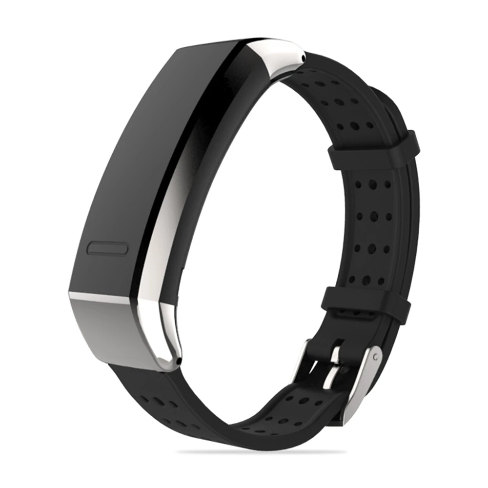 Mijobs huawei Band 2 Pro ремешок силиконовый браслет для huawei Band 2 Pro B29 B19 с металлическим адаптером замена инструмента - Цвет: Silver Black