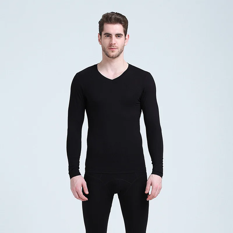 Long johns men modal thin thermal underwear V neck elastic body shapers Asian size XL to 6XL very large size 2