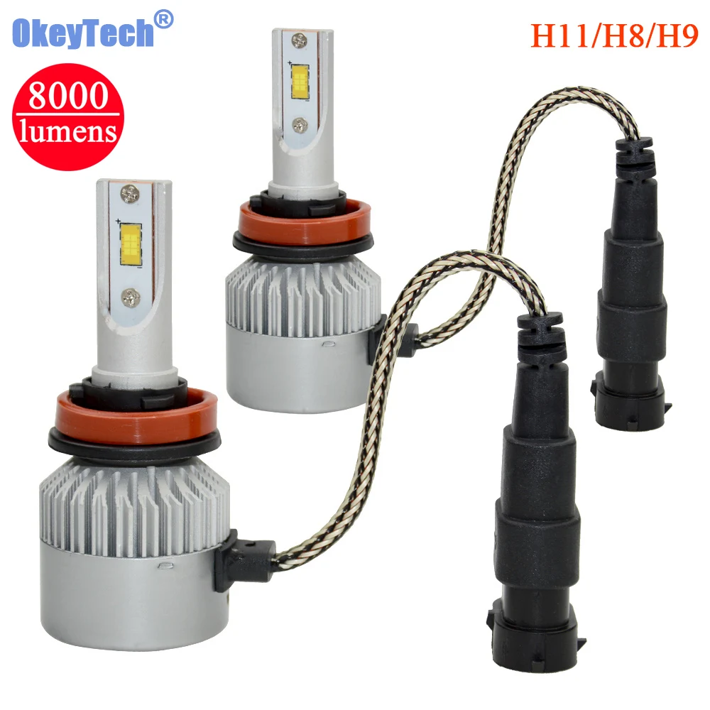 Super Bright Car Headlights V7 Series LED H11/H8/H9 72W 8000Lm 360