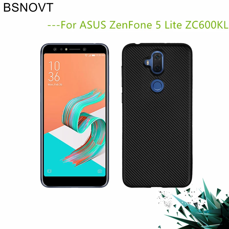 BSNOVT ASUS ZenFone 5 Lite ZC600KL чехол противоударный мягкий из углеродного волокна тонкий