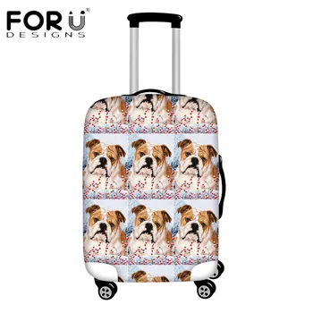 

FORUDESIGNS Bulldog Floral Pattern Travel Luggage Covers Thick Dustproof Suitcase Protective Cover for 18-30 Inch Baggage Cases