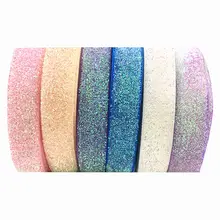 5Yard 5/8 ''26 renk renkli Glitter elastik üzerinde katlayın Bling Bling için DIY giyim düğün parti hediye kayış dikiş aksesuarı