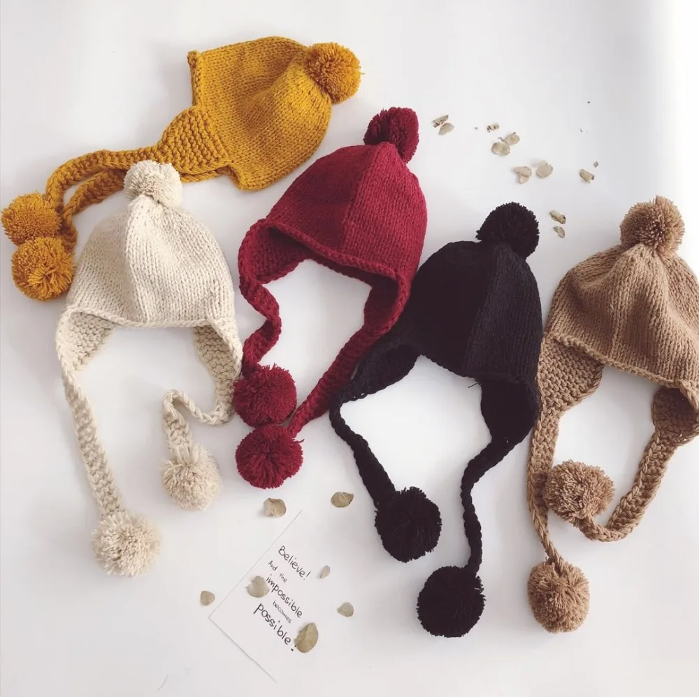 

Cute Toddler Kids Girl Boy Baby Infant Winter Warm Crochet Knit Hat Beanie Cap Black Pink White