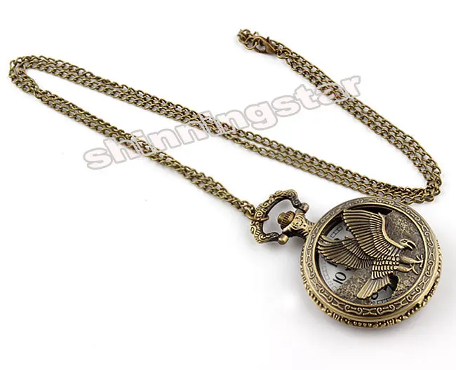 Vintage Jewelry Antique bronze Eagle Wings Shiying Huai Table pocket watch necklace pendant gift for men and women
