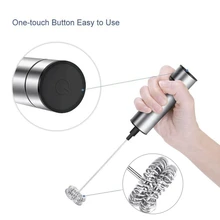 Espumador de leche eléctrico potente, batidor de acero inoxidable, fabricante de espuma, 2 uds.