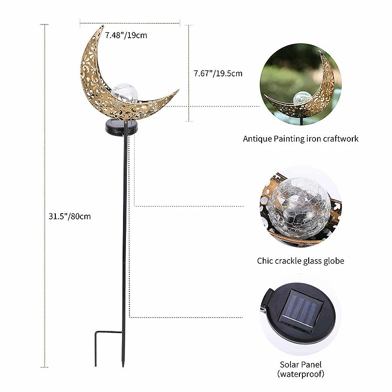 Луна/Пламя Дизайн Стекло солнечный открытый водонепроницаемый светодиодный Солнечный Свет Кол ночные огни домашнее украшение сада, двора