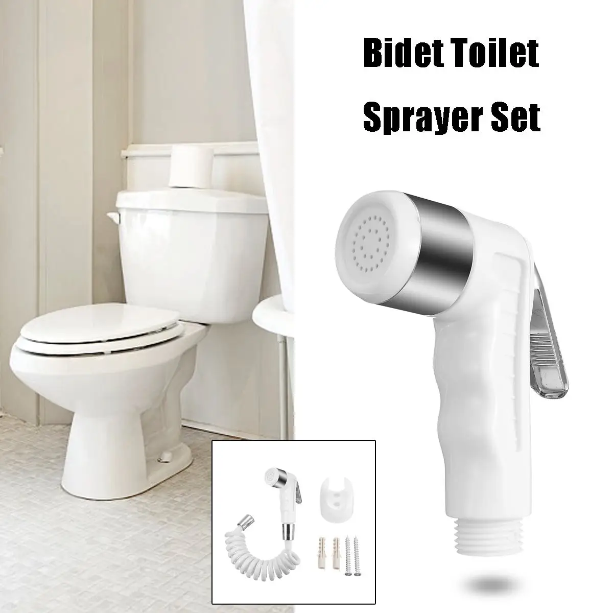 Белый ABS Ручной портативный биде туалет сопло распылитель набор ванная Биде Насадка с 1,5 м эластичный душевой шланг