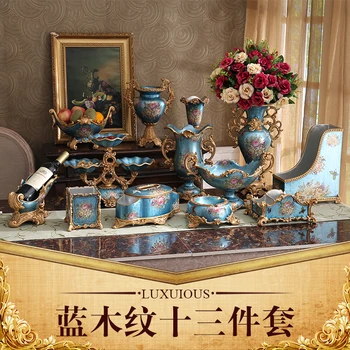 

European luxury living room Home Furnishing fruit plate set Table Decor resin vase box ashtray ornaments