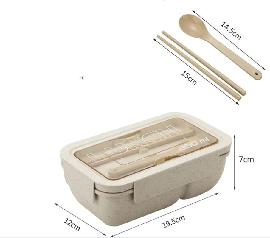 

800ml pp Healthy Material Lunch Box Wheat Straw Bento Boxes Microwave Food Storage Container Lunchbox with Spoon and chopsticks