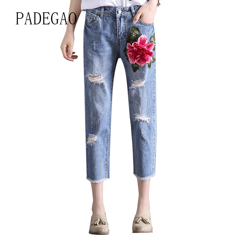 

Fashion 2017 Summer Denim Woman Jeans Femme Feminino For Women Pants Womens Ripped Hole Female Boyfriends Mujer Loose