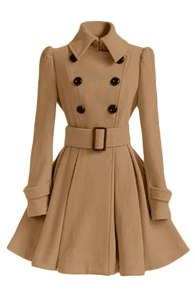 7 цветов, новинка, модное зимнее пальто, Европейский Тренч с ремнем и пряжкой, двубортное пальто, повседневное женское пальто с длинным рукавом - Цвет: CAMEL