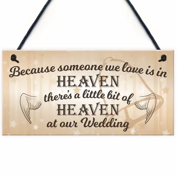 

Meijiafei Someone We Love Is In Heaven Memorial Wedding Plaque Wooden Hanging Sign Sign 10" x 5"