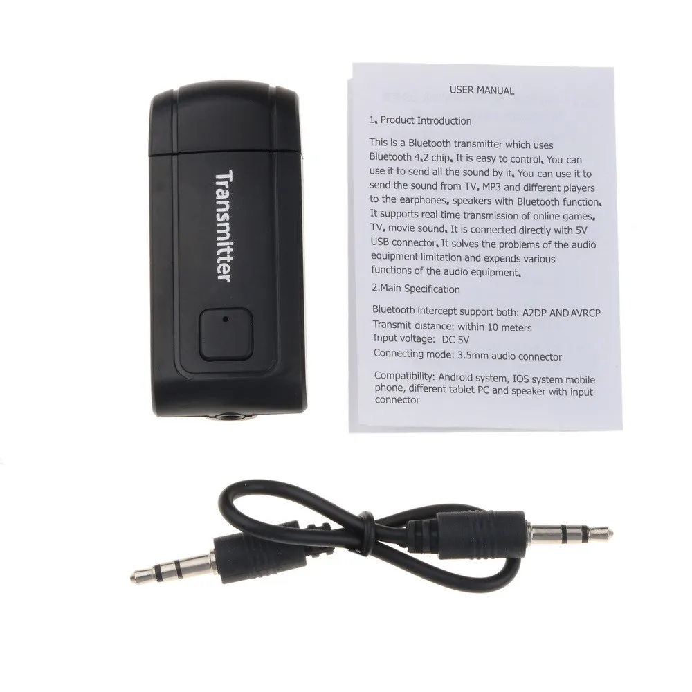 Handsfree car kit Bluetooth V4.2 Transmitter Wireless A2DP 3.5mm Stereo Audio Music Adapter Dongle For PC TV Headphones02