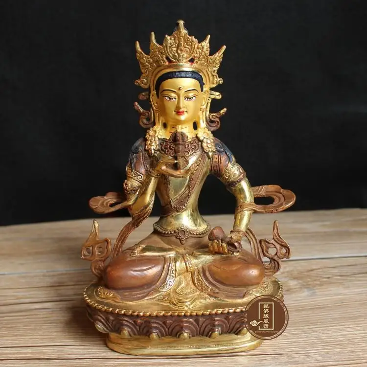 

Buddha figure # efficacious HOME OFFICE House Protection Talisman # 21cm Tibetan Buddhism Vajrasattva GOLD brass Buddha statue