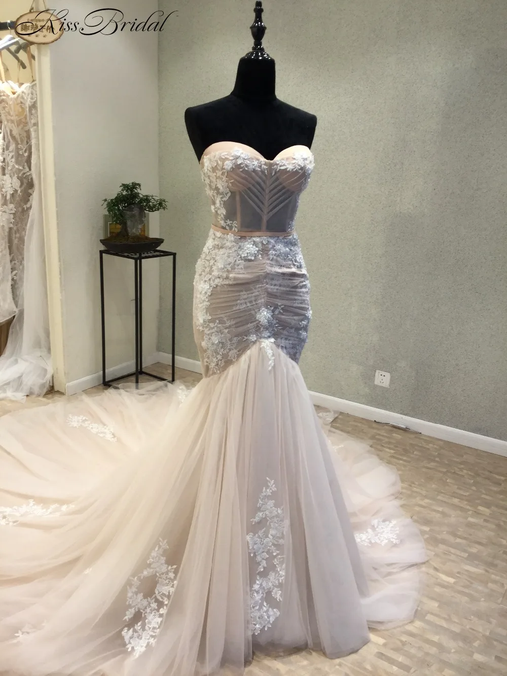 

New Elegant Tulle Wedding Dress 2018 Swetheart Neckline Mermaid Bridal Gown Zipper Back vestido noiva