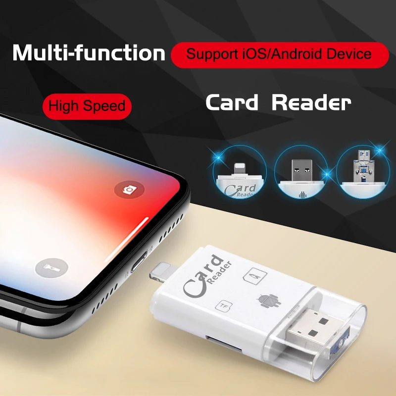 Все в 1 SD TF кардридер iOS Micro USB 2,0 Android совместимый адаптер кардридер для iPhone samsung айпад ноутбук аксессуары
